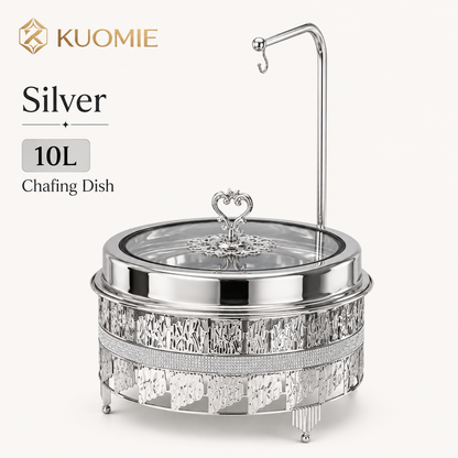 Luxury Gold Round Chafing Dish with Glass Lid