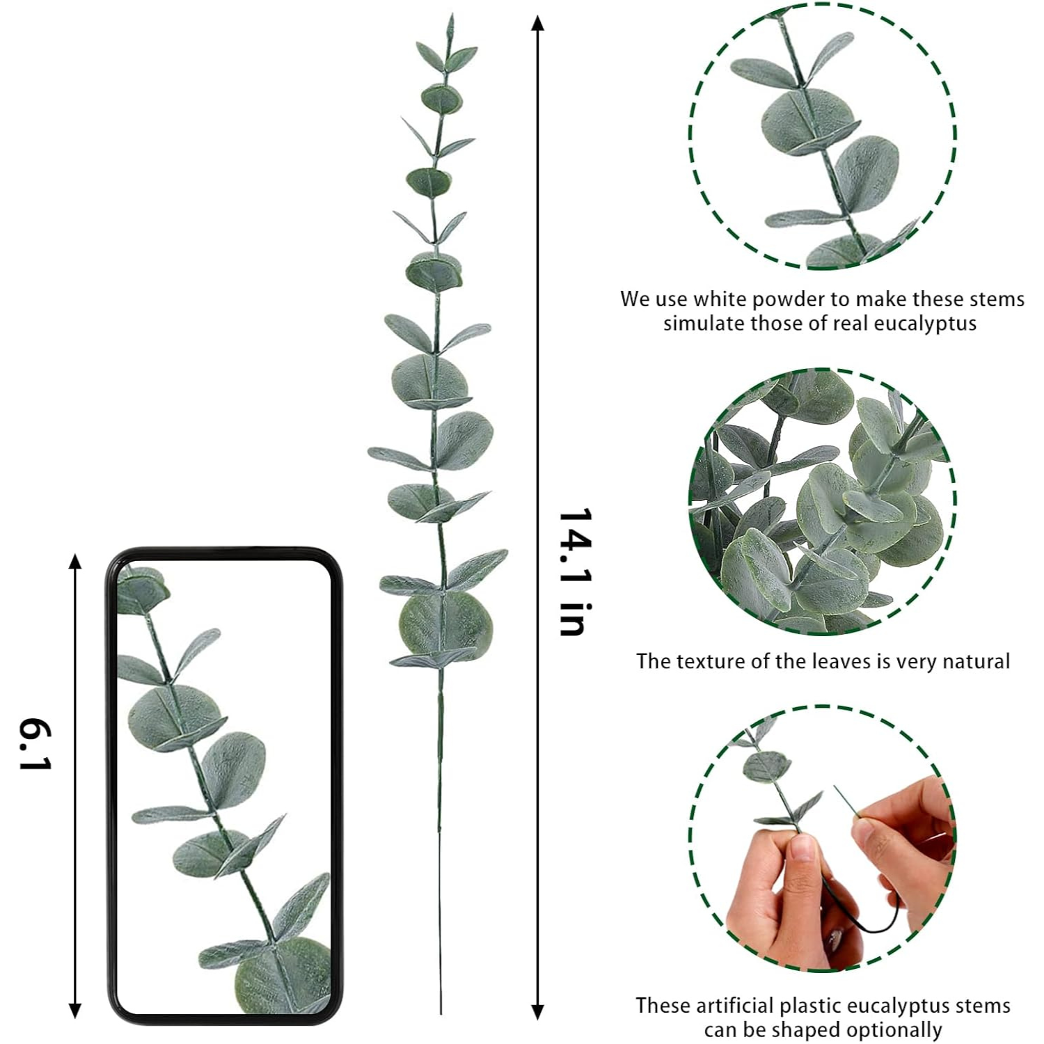 24pcs Eucalyptus Stems Artificial Eucalyptus Leaves Fake Greenery Branches Fake Flowers for Wedding Centerpiece Spring Easter Farmhouse Home Decoration - kuomie