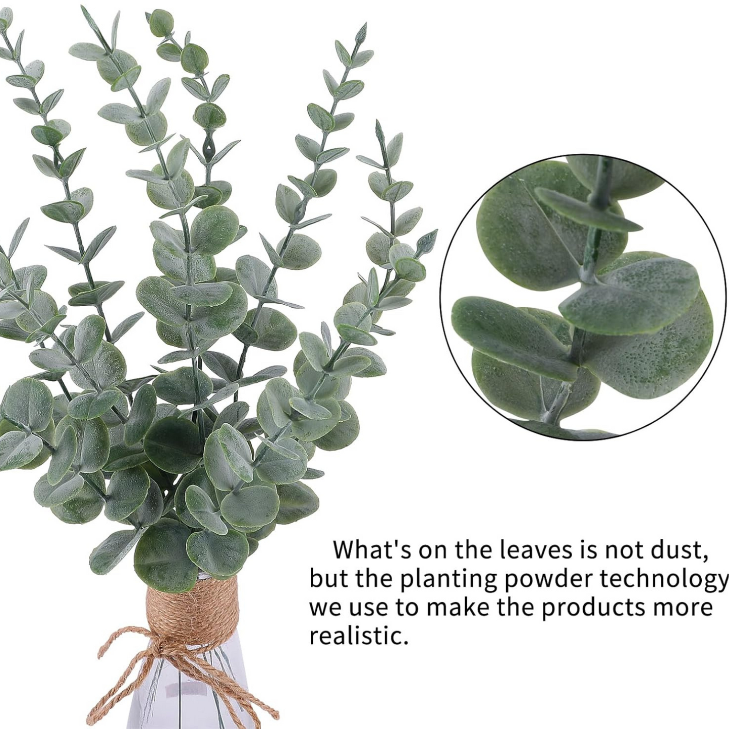 24pcs Eucalyptus Stems Artificial Eucalyptus Leaves Fake Greenery Branches Fake Flowers for Wedding Centerpiece Spring Easter Farmhouse Home Decoration - kuomie