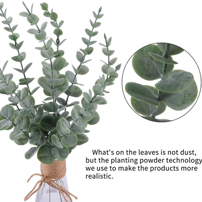 24pcs Eucalyptus Stems Artificial Eucalyptus Leaves Fake Greenery Branches Fake Flowers for Wedding Centerpiece Spring Easter Farmhouse Home Decoration - kuomie