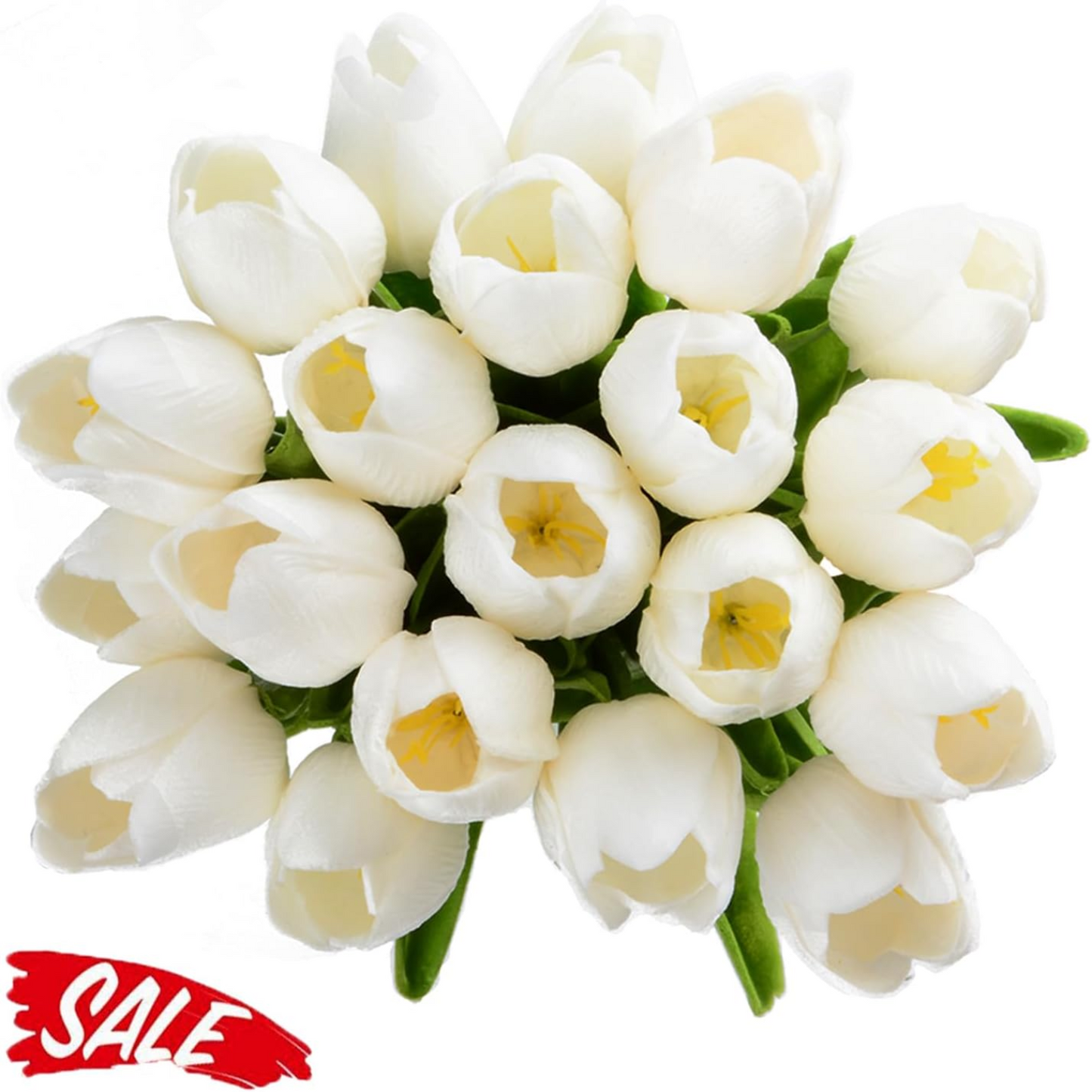 30pcs Real Touch Tulips PU Artificial Flowers, Fake Tulips Flowers for Arrangement Wedding Party Easter Spring Home Dining Room Office Decoration,White tulips artificial flowers Faux Flowers Fake tulips Flowers Mother's Day Gifts - kuomie