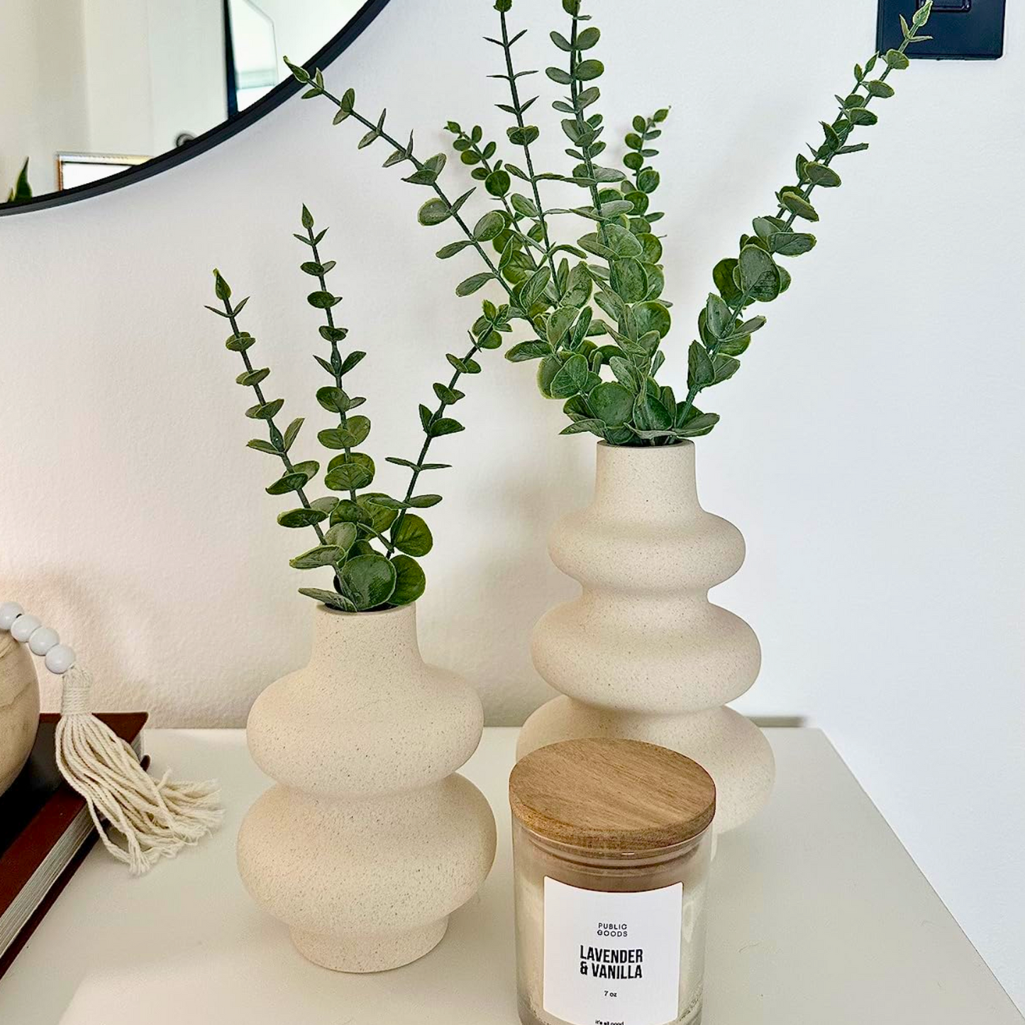 24pcs Eucalyptus Stems Artificial Eucalyptus Leaves Fake Greenery Branches Fake Flowers for Wedding Centerpiece Spring Easter Farmhouse Home Decoration - kuomie