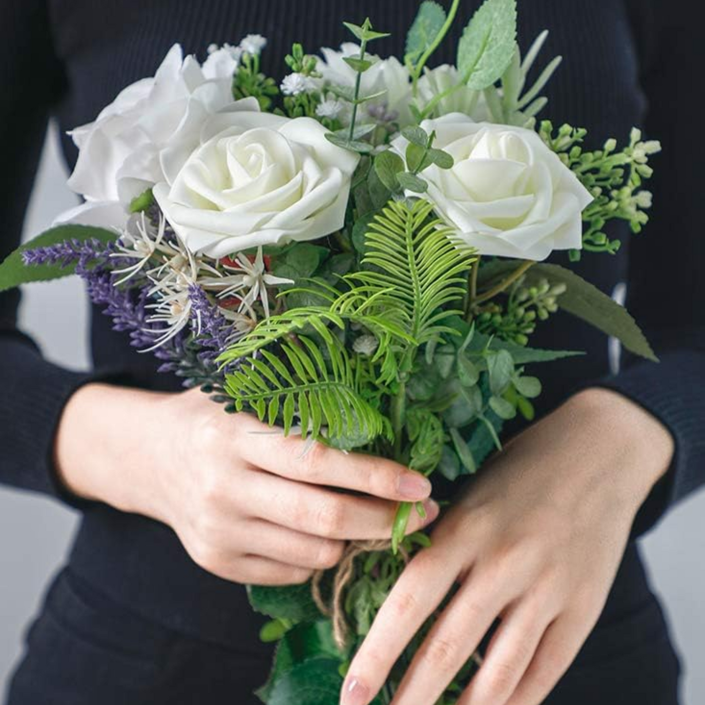 Artificial Flowers 25pcs Real Looking Ivory Foam Fake Roses with Stems for DIY Wedding Bouquets White Bridal Shower Centerpieces Arrangements Party Tables Decorations - kuomie