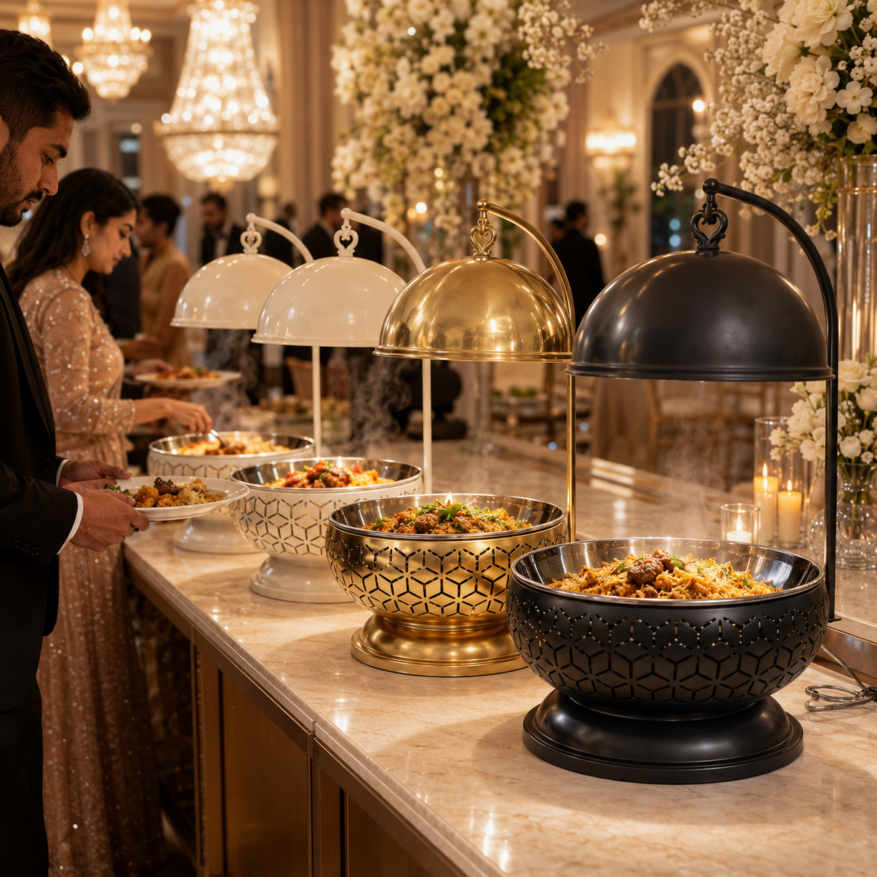 Luxury 8L Stainless Steel Chafing Dish with Hanging Lid for Hotel Buffet, Restaurant Catering & Wedding Banquets Perfect For Luxury Hotel Buffets Wedding Banquets