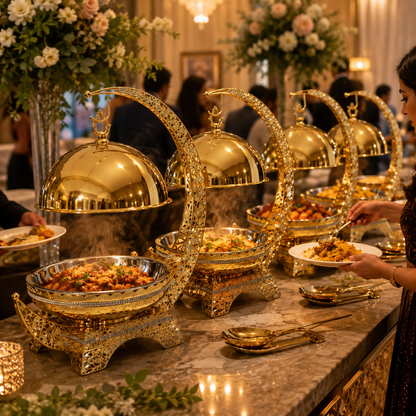 Luxury Gold Crescent Chafing Dish for Wedding Buffet & Hotel Catering