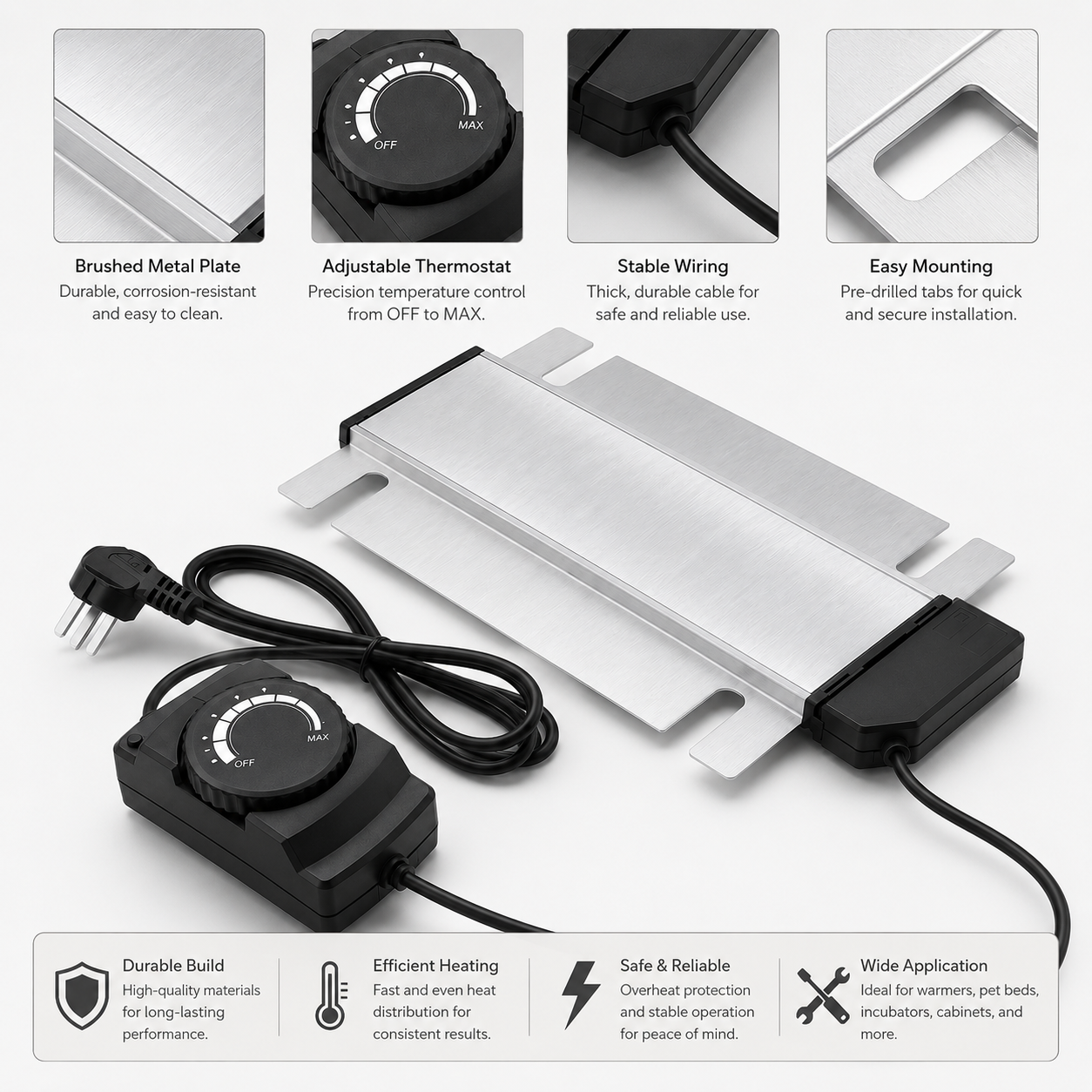 Electric Food Warmer Heating Plate with Adjustable Thermostat for Chafing Dish & Buffet Warmer