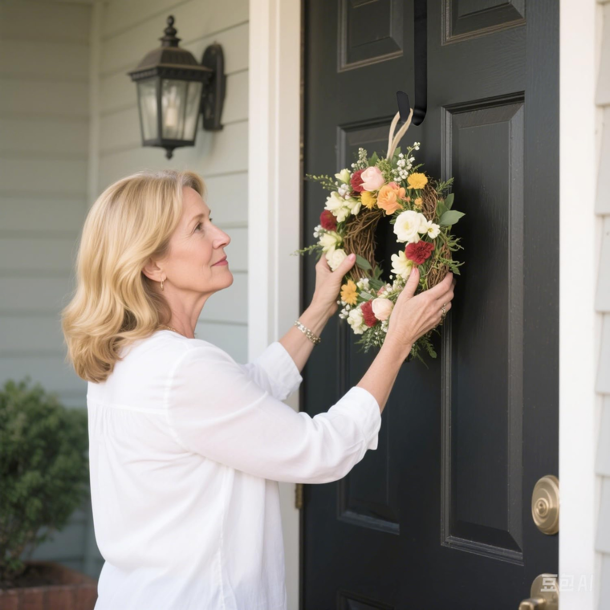 Wreath Hanger for Front Door,Sturdy Steel Wreath Door Hanger,Over The Door Hanger Hook,black wreath hanger,garland hanger for front door,garland hanger for door frame,wreath hanger - kuomie