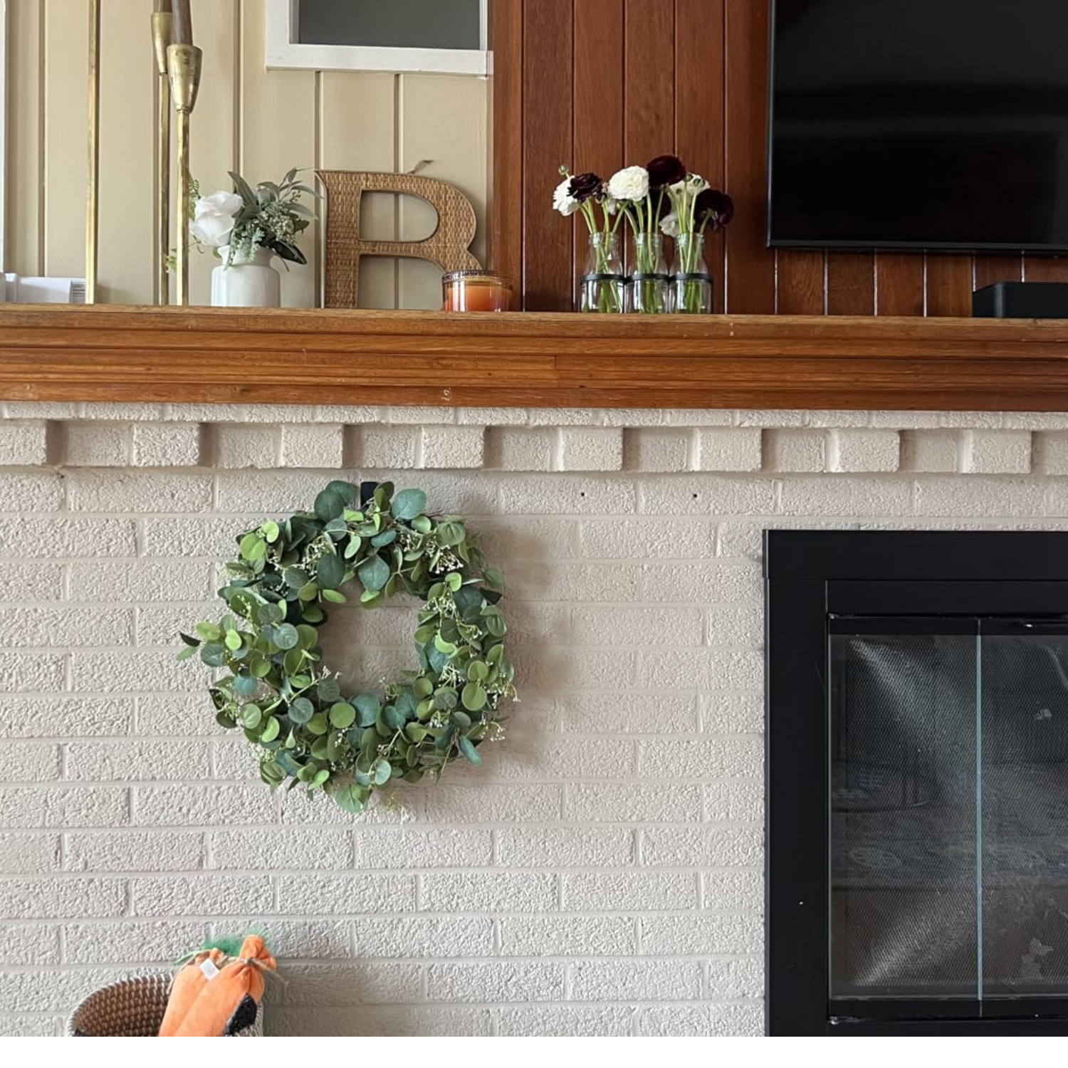 Eucalyptus Wreaths for Front Door 22", Handmade Green Leaves Wreath for Summer, Spring and All Seasons, Greenery Floral Wreath for Wall and Outside - kuomie