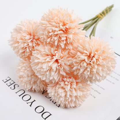6/12pcs Artificial Chrysanthemum Ball Flowers Dandelion Hydrangea Arrangement Bouquet Present For Friends Bridal Wedding Bouquet Decor For Home Office Coffee House Party Wedding Decoration - kuomie