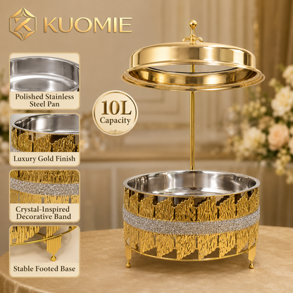 Luxury Gold Round Chafing Dish with Glass Lid