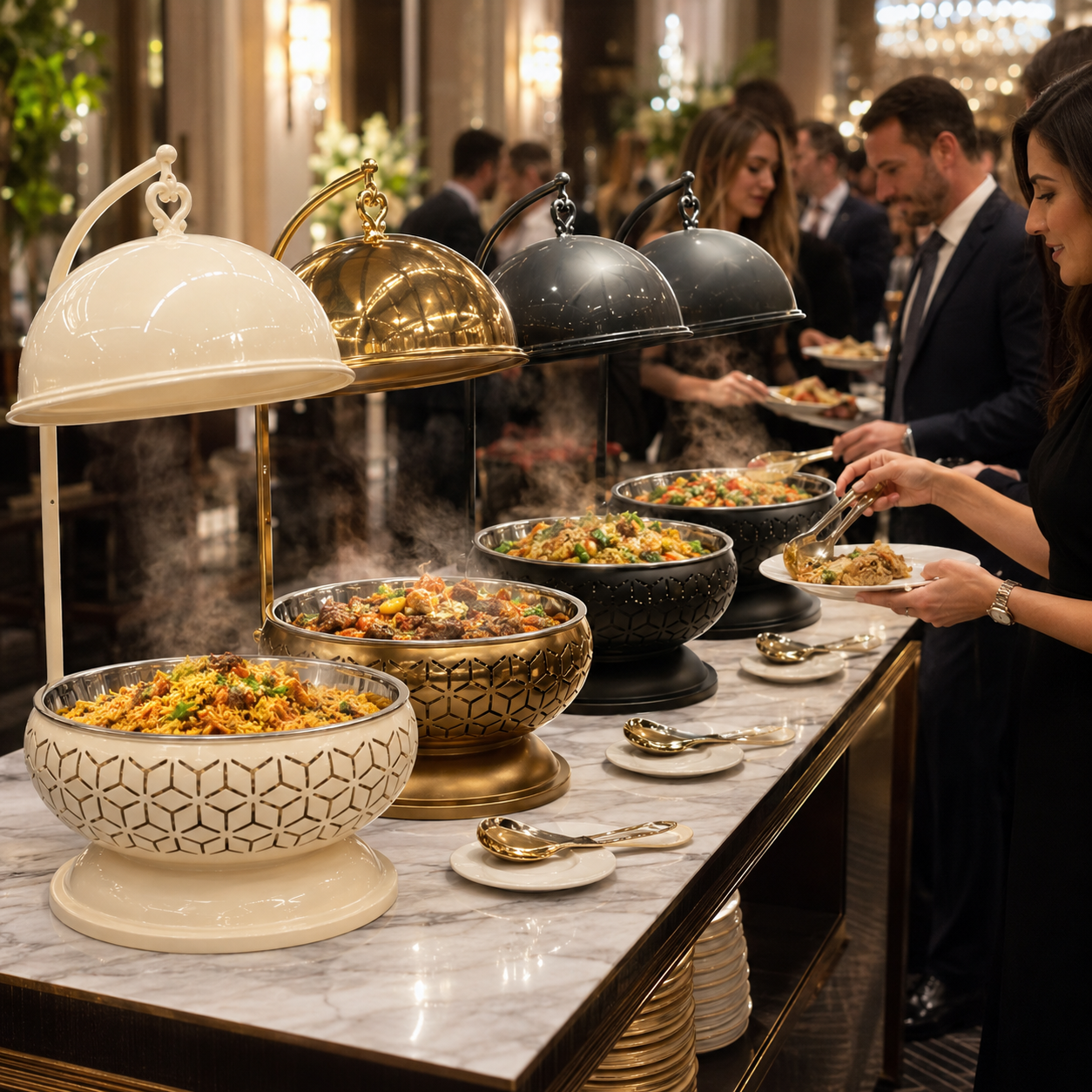 Luxury 8L Stainless Steel Chafing Dish with Hanging Lid for Hotel Buffet, Restaurant Catering & Wedding Banquets Perfect For Luxury Hotel Buffets Wedding Banquets