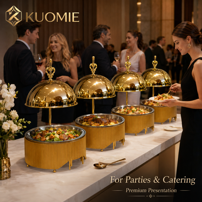 KUOMIE 8L Luxury Gold Chafing Dish for Buffet Food Warming and Elegant Catering