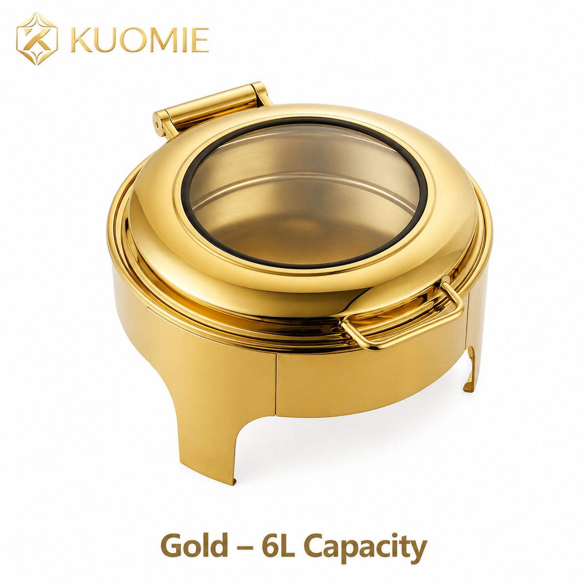 6L Round Chafing Dish with Glass Lid | KUOMIE