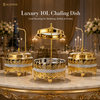 Luxury Gold Round Chafing Dish with Glass Lid