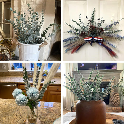 24pcs Eucalyptus Stems Artificial Eucalyptus Leaves Fake Greenery Branches Fake Flowers for Wedding Centerpiece Spring Easter Farmhouse Home Decoration - kuomie