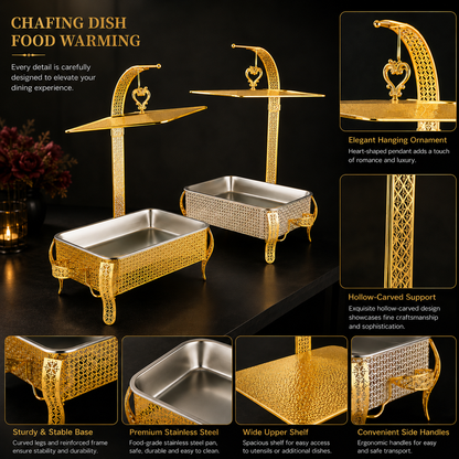 Luxury Wedding Chafing Dish Buffet Set with Decorative Hanging Shelf | Premium Catering Food Warmer