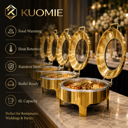6L Round Chafing Dish with Glass Lid | KUOMIE