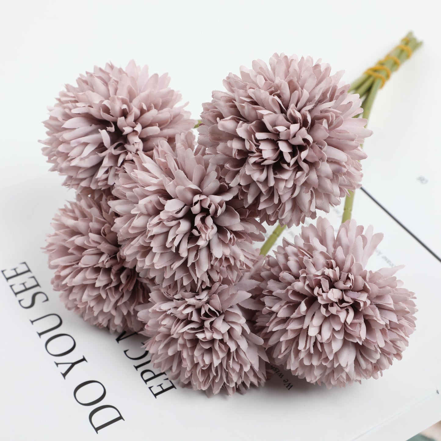 6/12pcs Artificial Chrysanthemum Ball Flowers Dandelion Hydrangea Arrangement Bouquet Present For Friends Bridal Wedding Bouquet Decor For Home Office Coffee House Party Wedding Decoration - kuomie