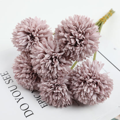 6/12pcs Artificial Chrysanthemum Ball Flowers Dandelion Hydrangea Arrangement Bouquet Present For Friends Bridal Wedding Bouquet Decor For Home Office Coffee House Party Wedding Decoration - kuomie
