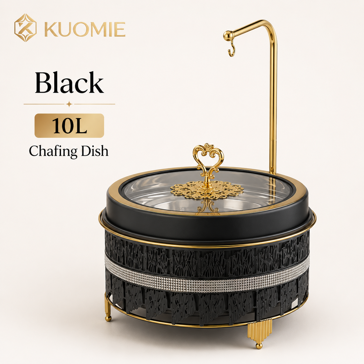 Luxury Gold Round Chafing Dish with Glass Lid