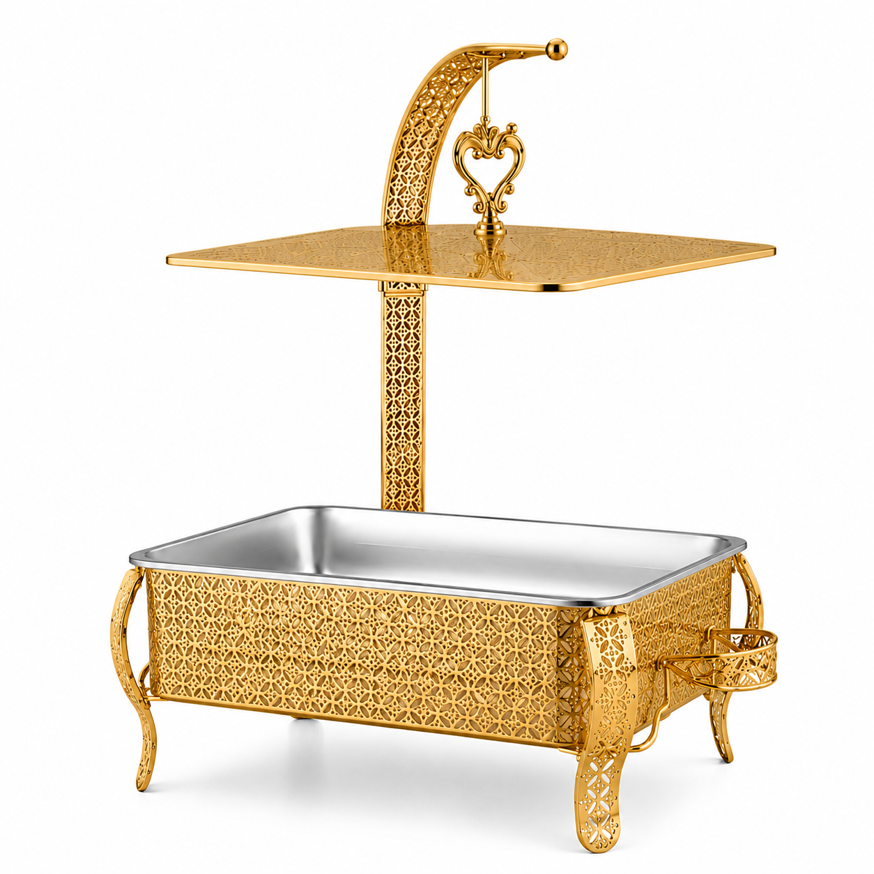 Luxury Wedding Chafing Dish Buffet Set with Decorative Hanging Shelf | Premium Catering Food Warmer