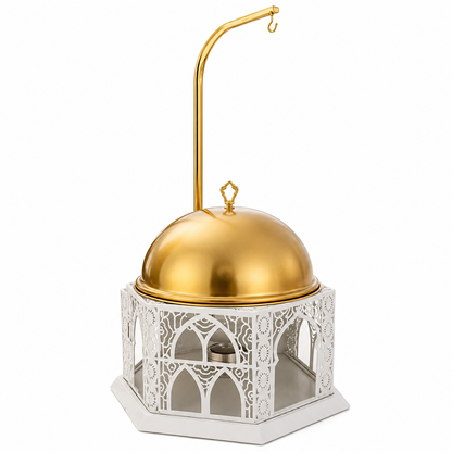 Luxury Gold Chafing Dish 8L Stainless Steel Food Warmer with Hanging Dome Lid for Buffet, Wedding, Catering and Party Events