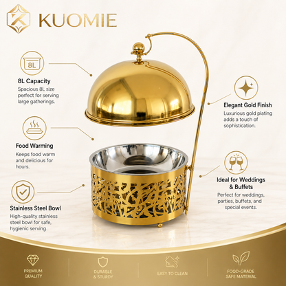 KUOMIE 8L Luxury Gold Chafing Dish for Wedding Catering and Hotel Buffets