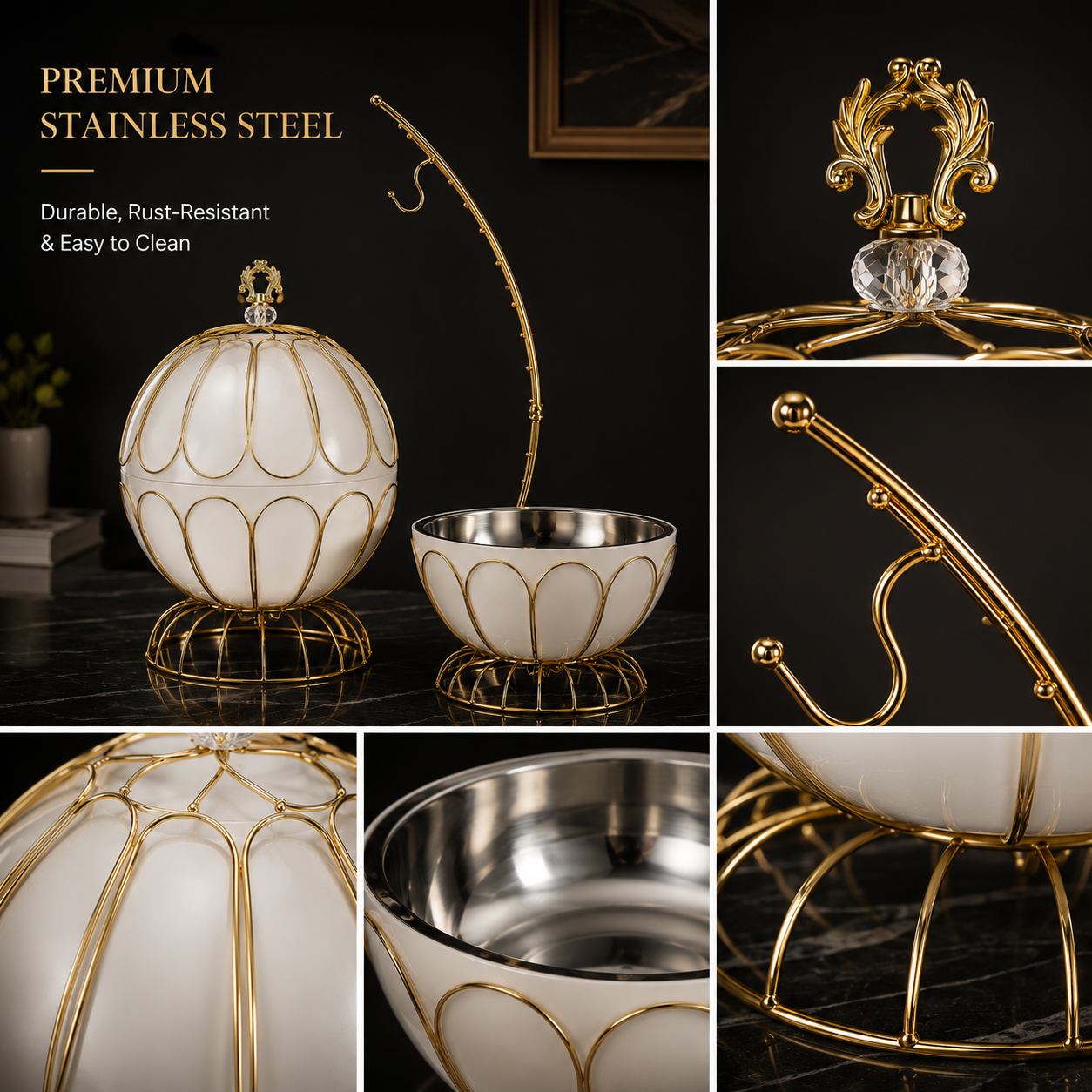 Luxury 8L Hanging Lid Chafing Dish – Premium Buffet Food Warmer for Hotels, Weddings & Catering Events