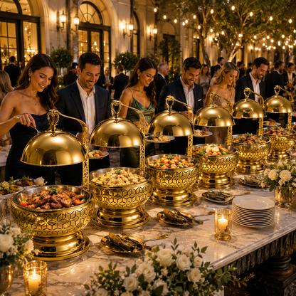 Luxury 8L Stainless Steel Chafing Dish with Hanging Lid for Hotel Buffet, Restaurant Catering & Wedding Banquets Perfect For Luxury Hotel Buffets Wedding Banquets