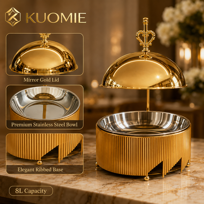 KUOMIE 8L Luxury Gold Chafing Dish for Buffet Food Warming and Elegant Catering