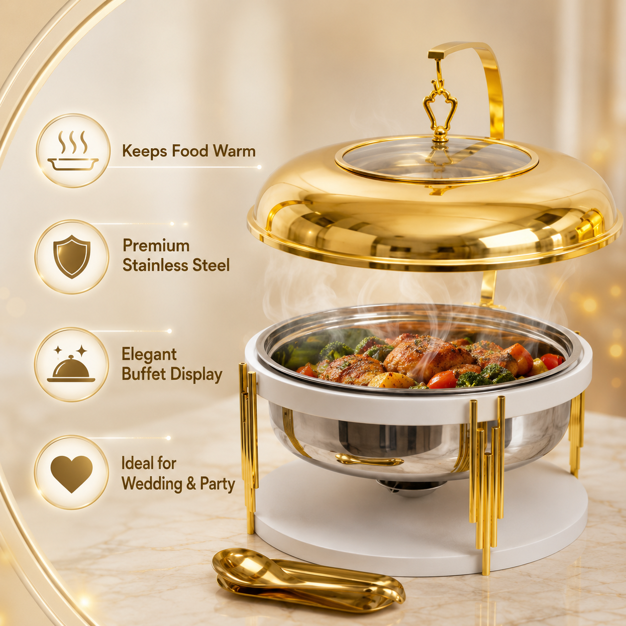 Luxury Stainless Steel Chafing Dish for Buffet, Wedding & Catering