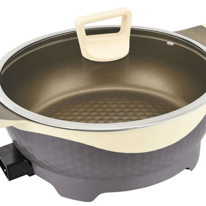 6L Electric Hot Pot - Shabu Shabu Pot,Maifan stone electric hot pot, barbecue and simmering all-in-one pot,1500W with 5-Temp Control, Non-Stick & BPA-Free, Perfect for Family Dinners & Parties