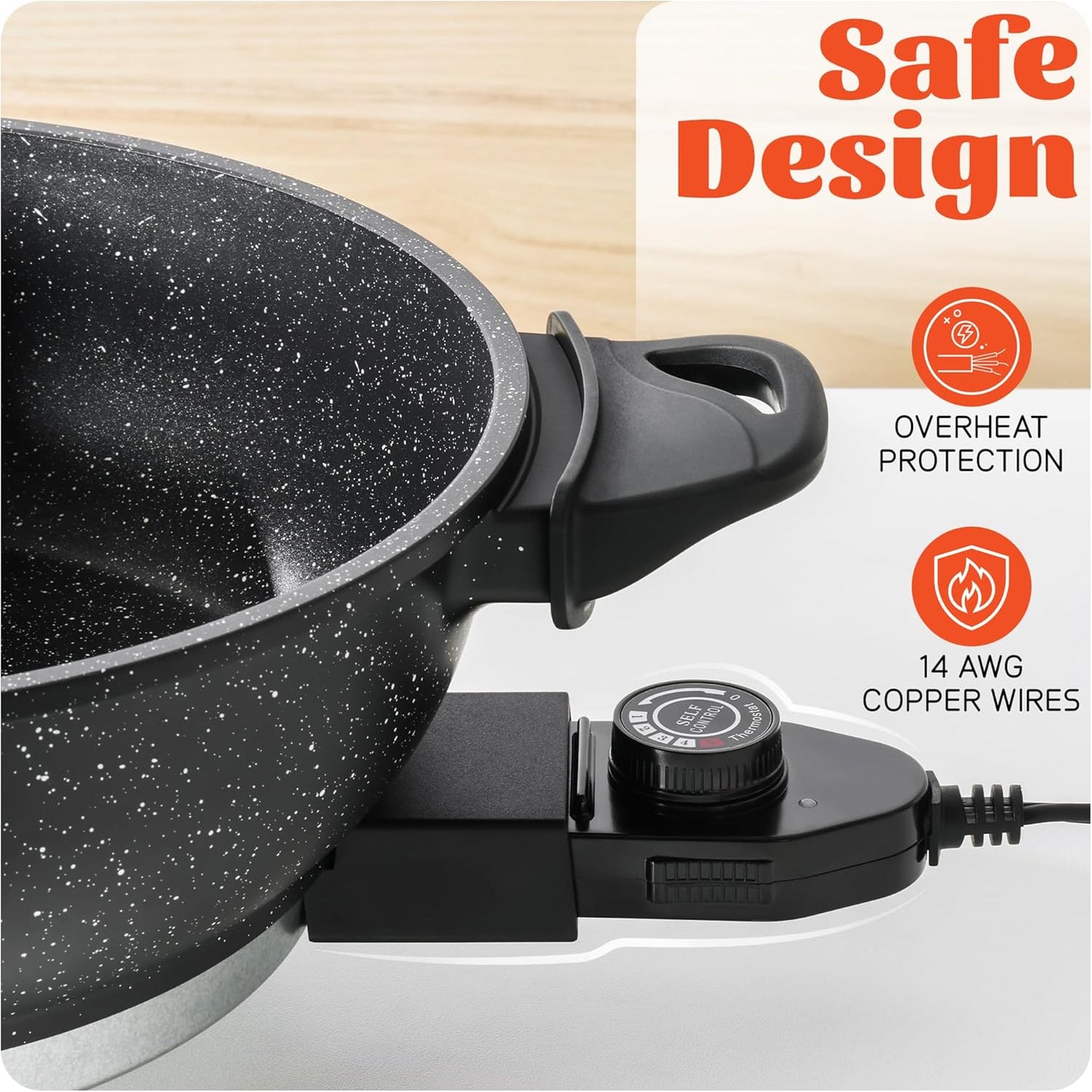 Electric Hot Pot with Divider | EvenHeat Cast Aluminum Non-Stick Pot for No-Spot Cooking | 1500W Fast Heating | Dual-Flavor Shabu Shabu Pot for Family Use | 1-Yr Warranty