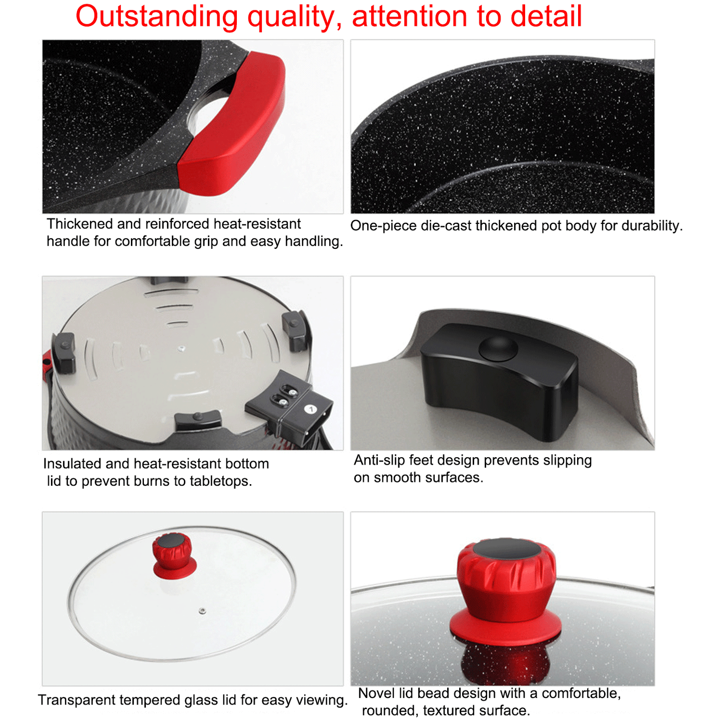 6L Electric Hot Pot - Shabu Shabu Pot,Maifan stone electric hot pot, barbecue and simmering all-in-one pot,1500W with 5-Temp Control, Non-Stick & BPA-Free, Perfect for Family Dinners & Parties