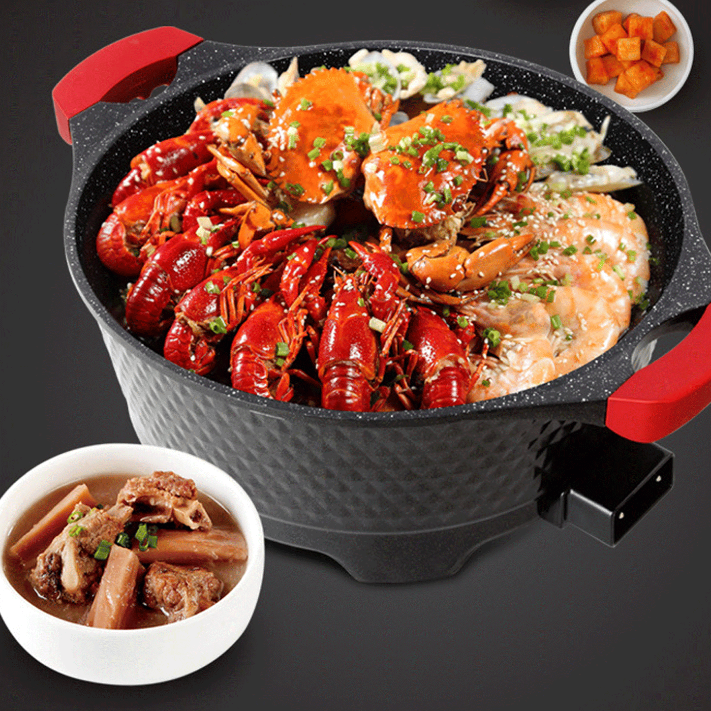 6L Electric Hot Pot - Shabu Shabu Pot,Maifan stone electric hot pot, barbecue and simmering all-in-one pot,1500W with 5-Temp Control, Non-Stick & BPA-Free, Perfect for Family Dinners & Parties