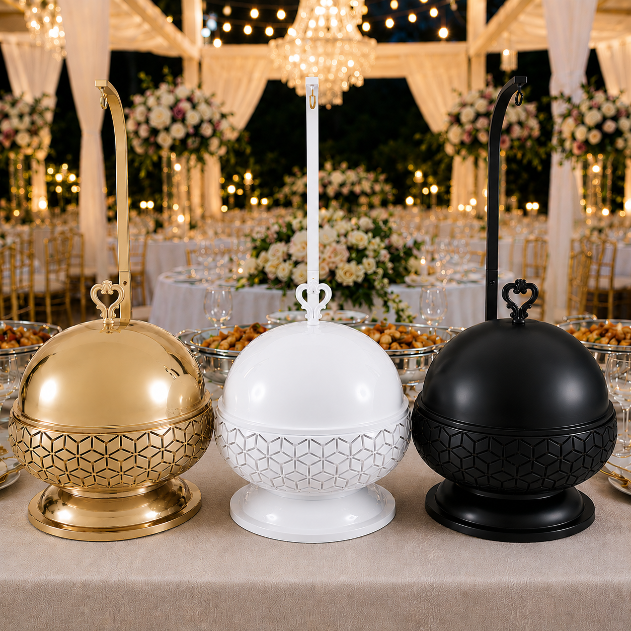 Luxury 8L Stainless Steel Chafing Dish with Hanging Lid for Hotel Buffet, Restaurant Catering & Wedding Banquets Perfect For Luxury Hotel Buffets Wedding Banquets