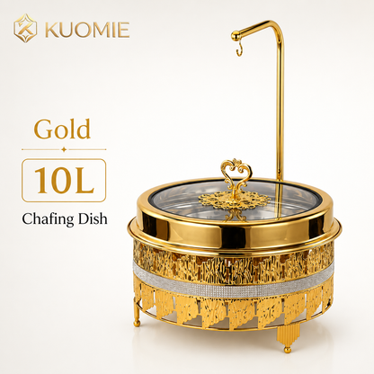 Luxury Gold Round Chafing Dish with Glass Lid