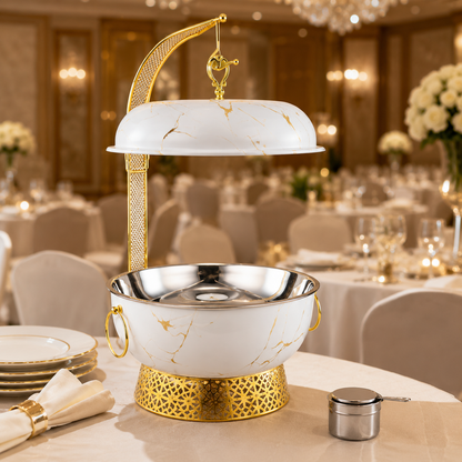 Luxury 8L Stainless Steel Chafing Dish with Hanging Lid for Hotel Buffet, Restaurant Catering & Wedding Banquets