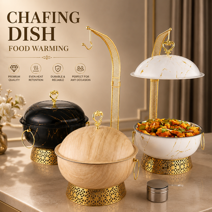 Luxury 8L Stainless Steel Chafing Dish with Hanging Lid for Hotel Buffet, Restaurant Catering & Wedding Banquets
