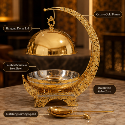 Luxury Gold Crescent Chafing Dish for Wedding Buffet & Hotel Catering