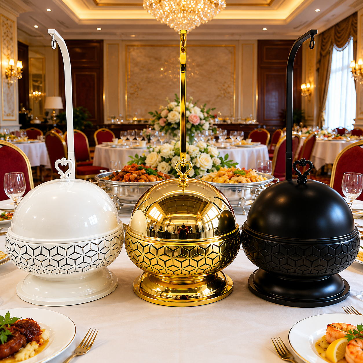 Luxury 8L Stainless Steel Chafing Dish with Hanging Lid for Hotel Buffet, Restaurant Catering & Wedding Banquets Perfect For Luxury Hotel Buffets Wedding Banquets