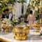 Luxury Round Gold Chafing Dish with Glass Lid, Stainless Steel Food Pan & Decorative Hanging Handle for Hotel Buffet, Wedding Catering, Banquets and Parties