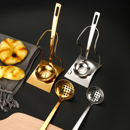 Luxury Stainless Steel Soup Ladle Set with Holder Stand – Gold & Silver Buffet Serving Ladles