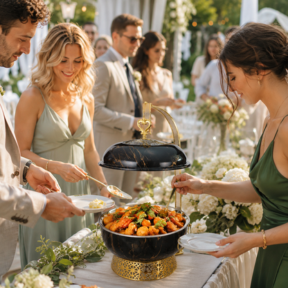 Luxury 8L Stainless Steel Chafing Dish with Hanging Lid for Hotel Buffet, Restaurant Catering & Wedding Banquets