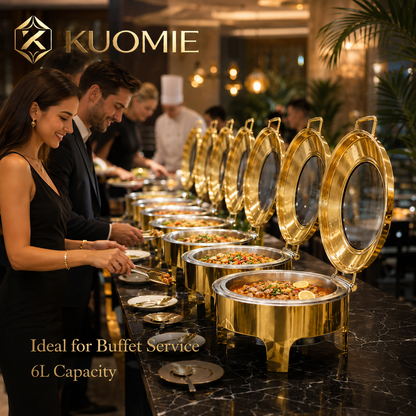6L Round Chafing Dish with Glass Lid | KUOMIE
