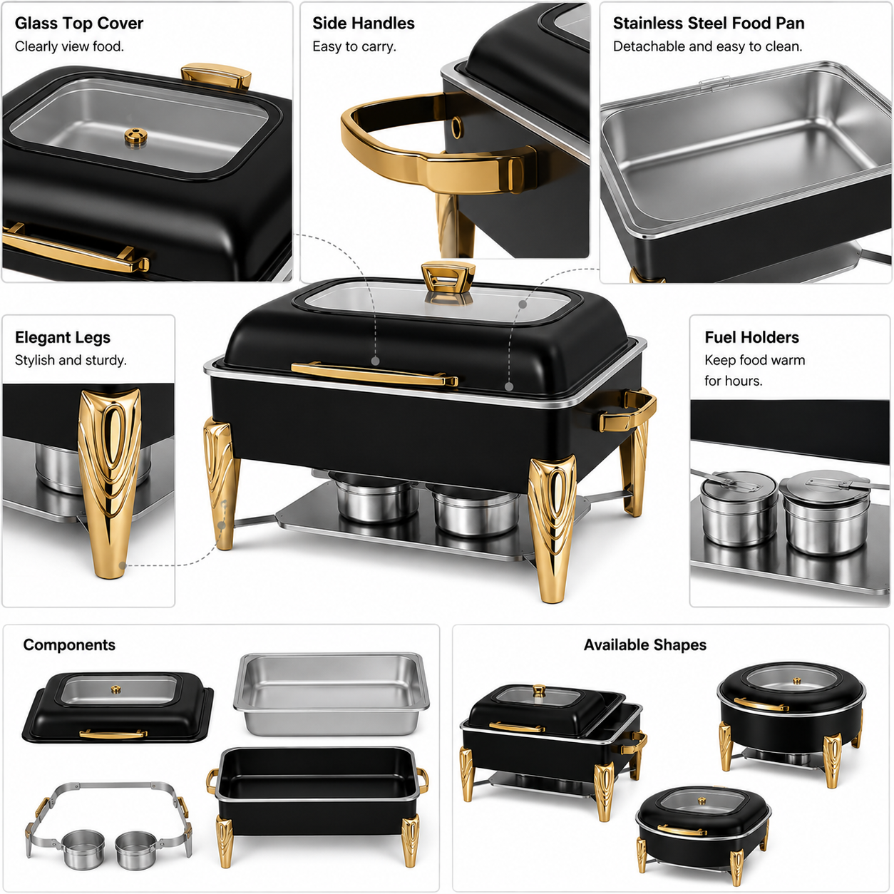 Premium Roll Top Chafing Dish Set – Commercial Buffet Food Warmer for Hotels, Catering & Wedding Banquets