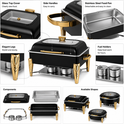 Premium Roll Top Chafing Dish Set – Commercial Buffet Food Warmer for Hotels, Catering & Wedding Banquets