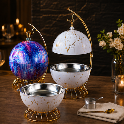 Luxury 8L Hanging Dome Chafing Dish Buffet Food Warmer for Hotel Buffet, Wedding Reception, Catering & Banquet Events