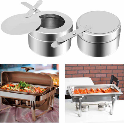 KUOMIE Stainless Steel Chafing Dish Fuel Burner | Refillable Alcohol & Gel Fuel Canister for Buffet Food Warming
