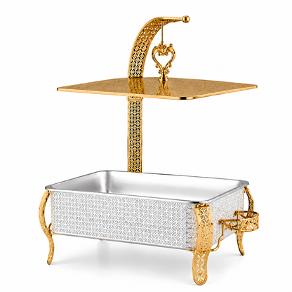 Luxury Wedding Chafing Dish Buffet Set with Decorative Hanging Shelf | Premium Catering Food Warmer